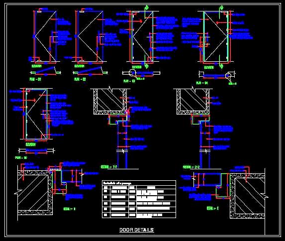 Glass Door & Laminated Flush Door CAD Details with Elevations